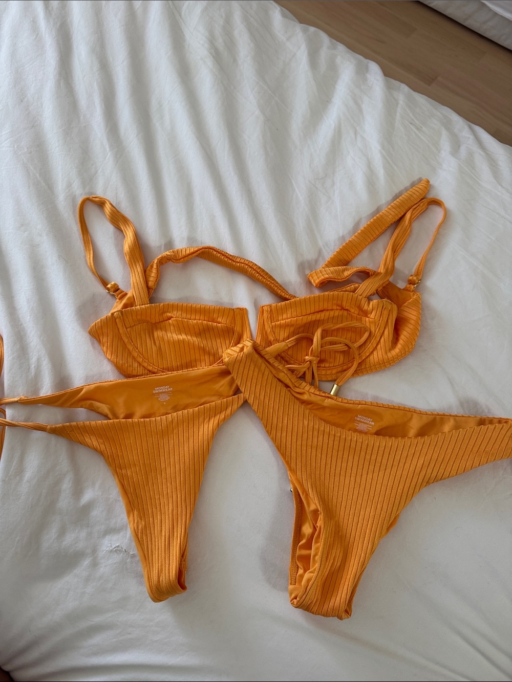 Ribbed Orange Bikini Set - Two Piece Swimwear